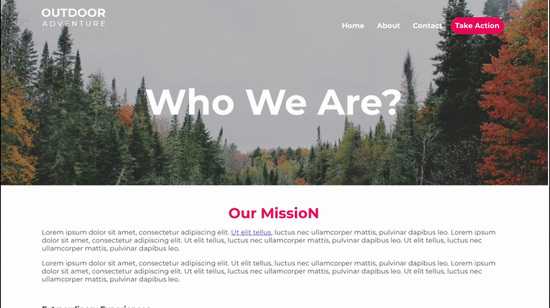 outdoor adventure website demo